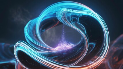 Wall Mural - abstract swirling energy vortex neon blue and orange light trails