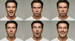 © ChristianRiyanfhi - Man displays a range of emotions and facial expressions isolated on white background