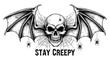 © Jessica - Eerie Skull with Bat Wings and Spiderwebs Graphic Illustration