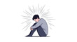 © alfian - Isolated man experiencing emotional distress in minimalist style illustration portraying mental health struggles and personal anguish captured in