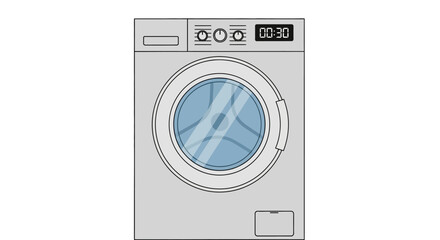 Washing Machine Illustration with Digital Display showcasing modern home appliance design and a clear timer screen highlighting its usability for