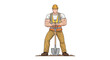 © Jekdi - Illustration of a muscular construction worker holding a shovel on white background