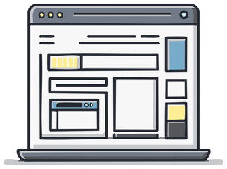 Laptop displaying a clean modern web page layout with placeholder content