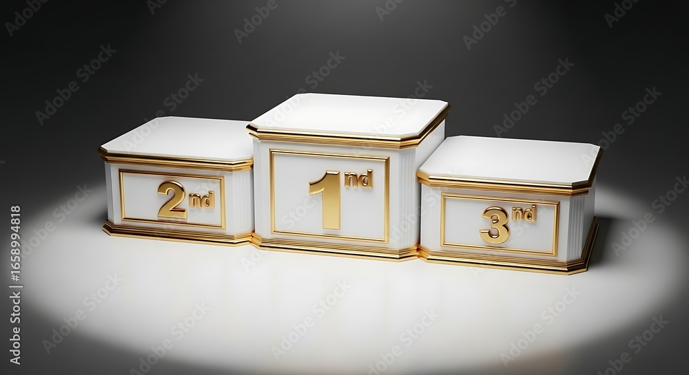 Elegant White and Gold Winners Podium for First, Second, and Third ...