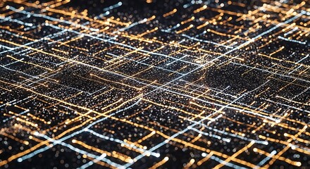 Mesmerizing network of glowing lines and particles creates a futuristic cyberspace illusion abstract rendering