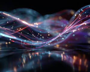 Wall Mural - luminous fiber optic symphony: an abstract and enchanting artistic render that visualizes the intric