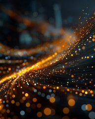 Canvas Print - illuminated network: an abstract network of glowing particles and lines, representing data flow or t