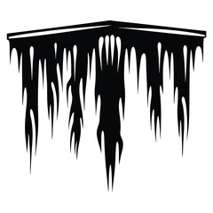 Black and white graphic depiction of dripping, melting substance or object