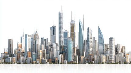 modern urban skyline featuring a diverse array of high-rise skyscrapers and contemporary architectur