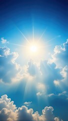 Wall Mural - Ethereal sky with sunlight rays shining through wispy clouds of white