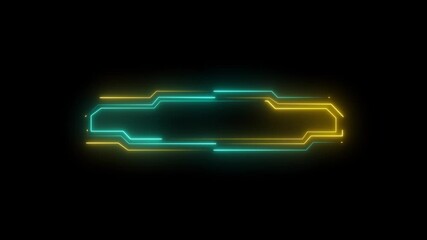 Wall Mural - Digital glowing neon circuit board.Animation abstract futuristic technology light lines on black background.