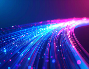Wall Mural - Abstract image with flowing lines and bokeh effect, rendered in vibrant shades of blue, pink, and purple, suggesting technology or data streams.