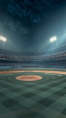 Wall Mural - vertical video baseball field under stadium lights. ideal for sports-related content, advertisements