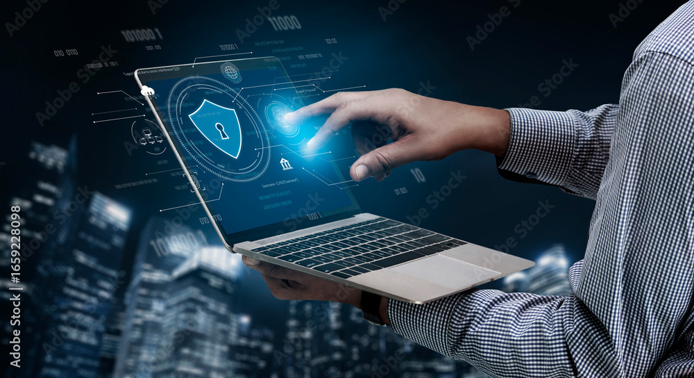 Cyber security interface with biometric and AI-powered protection ...