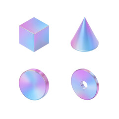 Wall Mural - luminous iridescent geometric forms floating in a dimension of enigmatic allure and digital grace
