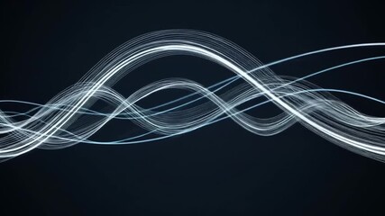 Wall Mural - Abstract flowing white light trails on a dark background, creating a dynamic and ethereal wave-like pattern.