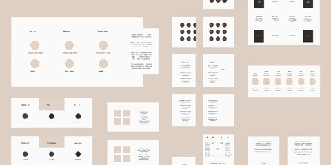 Assortment of UIUX design wireframe mockups and elements on beige background vector illustration