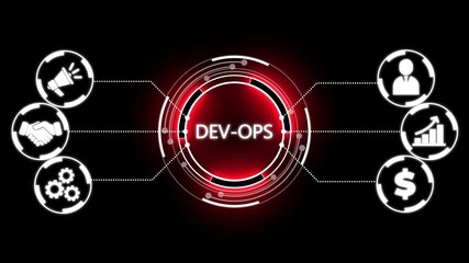 DevOps Methodology Development Operations agil programming technology concept. new business concept.  Abstract technology virtual screen background. 