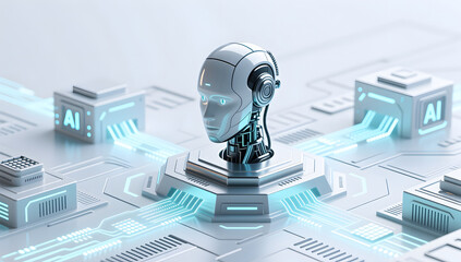 Canvas Print - network robot artificial intelligence future technology digital intelligence illustration