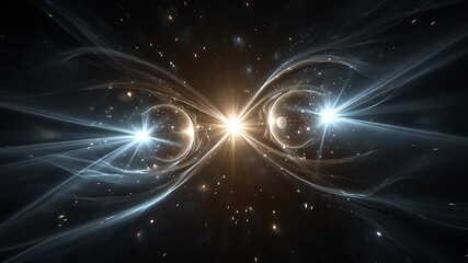Wall Mural - Quantum Entanglement Concept with Glowing Lines and Stars. Perfect for science-related projects, presentations on quantum computing, cosmology