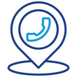 © Amelia - Contact Location Line Dual Tone Icon Design Vector - Map pin with a phone icon, symbolizing a business contact point or reachable location
