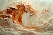 © Vins Space - Abstract Ocean Wave in Warm Sepia Tones with Foamy Crest and Dynamic Motion