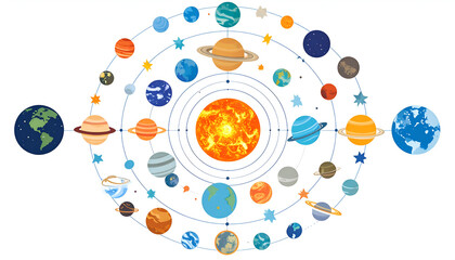 Wall Mural - Solar System Planets Orbit Sun.
