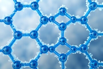 Wall Mural - ultramarine protein structures frozen in a crystalline lattice with quantum connections.
