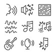 © Viacheslav - Sound Dissonance Icons. Outline icon set of dissonance in sound: high-pitched screech, noisy feedback, static, distorted sound,