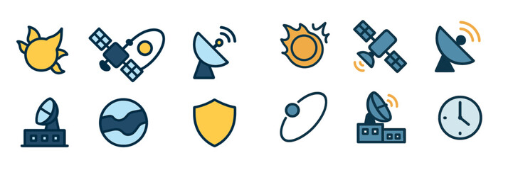 Vector illustration of various satellite and communication icons