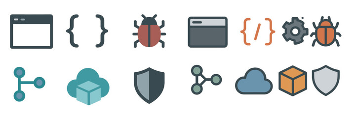 Vector illustration of technology icons for software development use