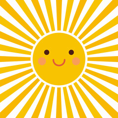 Wall Mural - Smiling sun summer illustration. Vector poster for children.