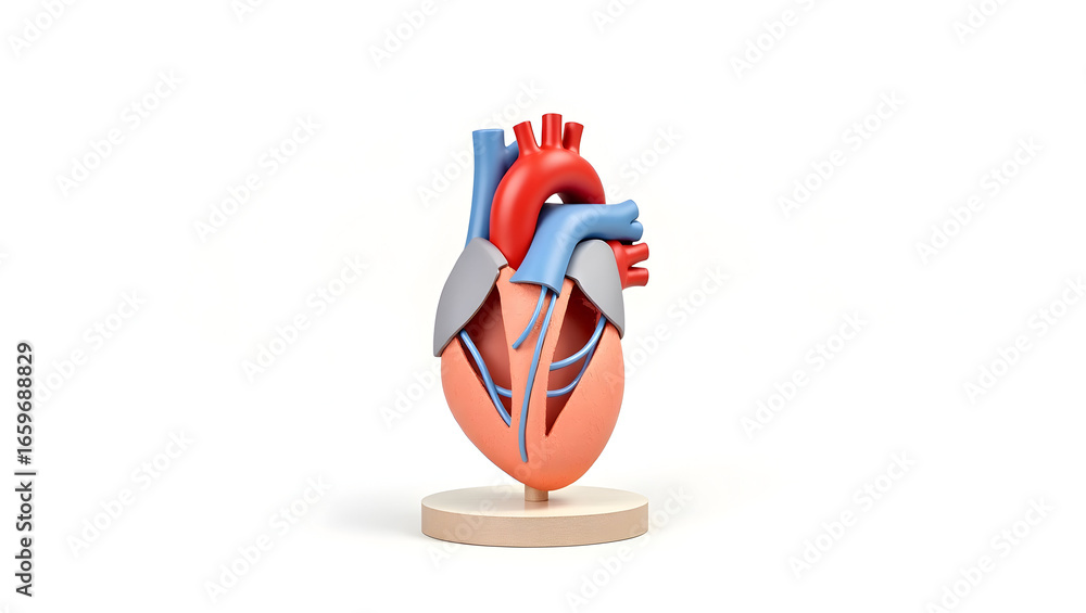 Anatomy & Physiology A labeled heart valve model, isolated on white ...