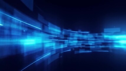 Abstract digital background with moving blue rectangles