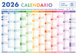 © pingebat - 2026 Calendar - illustration. Template. Mock up. Italian version with Saints, Holidays, Lunar Phases and Zodiac Signs