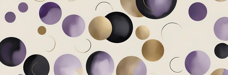 Wall Mural - Abstract background with purple and gold circles on a light beige backdrop design