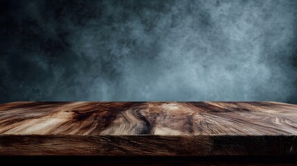 Wall Mural - wooden tabletop with indoor lighting and sharp focus