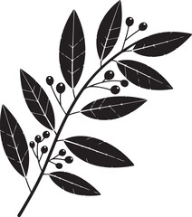 Coffee day vector art of a black silhouette of a coffee branch with leaves and beans
