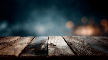 Wall Mural - Wooden table with empty space and subtle blur in background