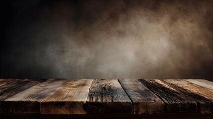 Wall Mural - rustic wooden table with blurred background