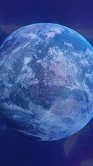 Wall Mural - animation of neon triangles spinning over earth globe and outer space