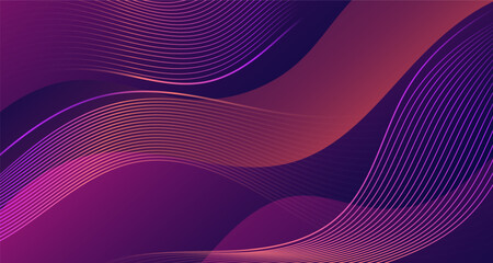 Wall Mural - Purple gradient waves with flowing curved line abstract background
