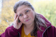 © kittyfly - Mature Sad woman suffering, head pain, menopause symptom, Woman with headache, fever, high pressure, hormonal problem, temperature spike