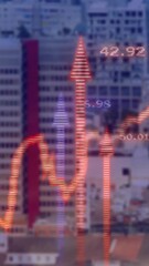 Wall Mural - Stock market graph animation over cityscape with tall buildings
