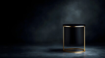 Canvas Print - elegant black stand with a golden trim under dim lighting