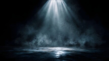 Wall Mural - Dramatic dark stage with halo spotlight