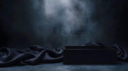 Wall Mural - Empty black showcase on a silky luxurious surface