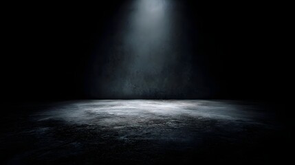 Wall Mural - Minimalist stage in the darkness with a faint spotlight