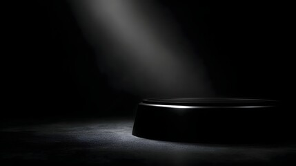 Wall Mural - Black stand with subtle rim lighting and a premium  ambiance