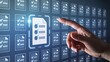 © Nurunnahar - Digital Checklist Selection: Hand Interacting with Futuristic Interface Showing Completed Tasks and Efficient Workflow Management.